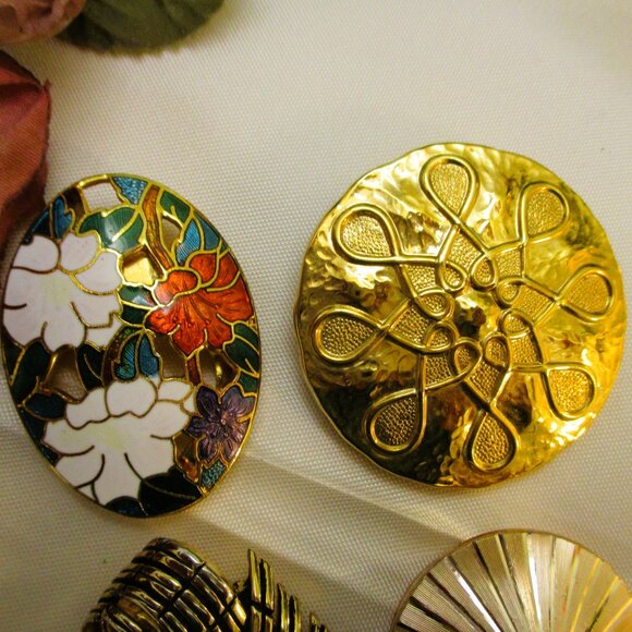 VINTAGE Gold Dress Scarf Clip Lot: Signed Germany Lieba West Germany Convertible - Picture 3 of 12